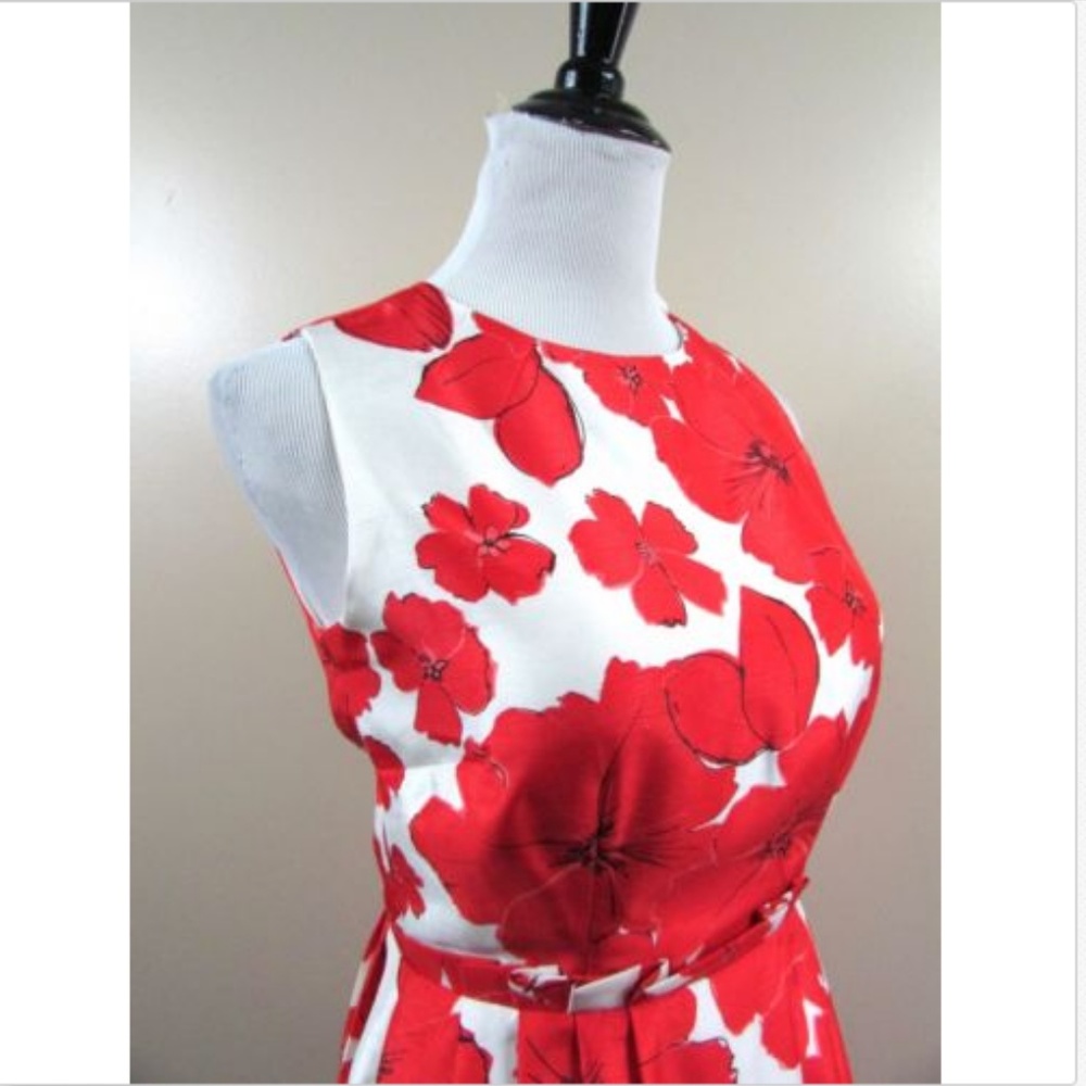 Eliza J Red Poppy Floral Cream White Sheath Dress - Picture 5 of 8